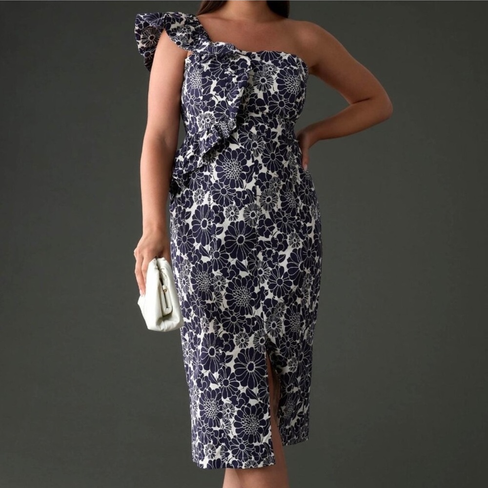 NWT $228 Anthropologie size 2X Ruffle Shoulder Dress